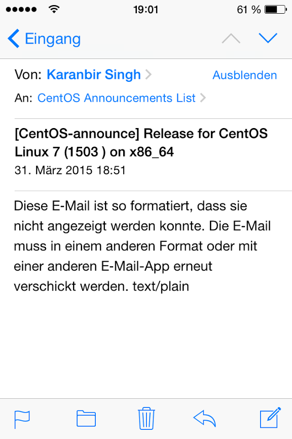 IOS_mail_Plaintext_wth iOS Mail beschwert sich über Announcement von CentOS