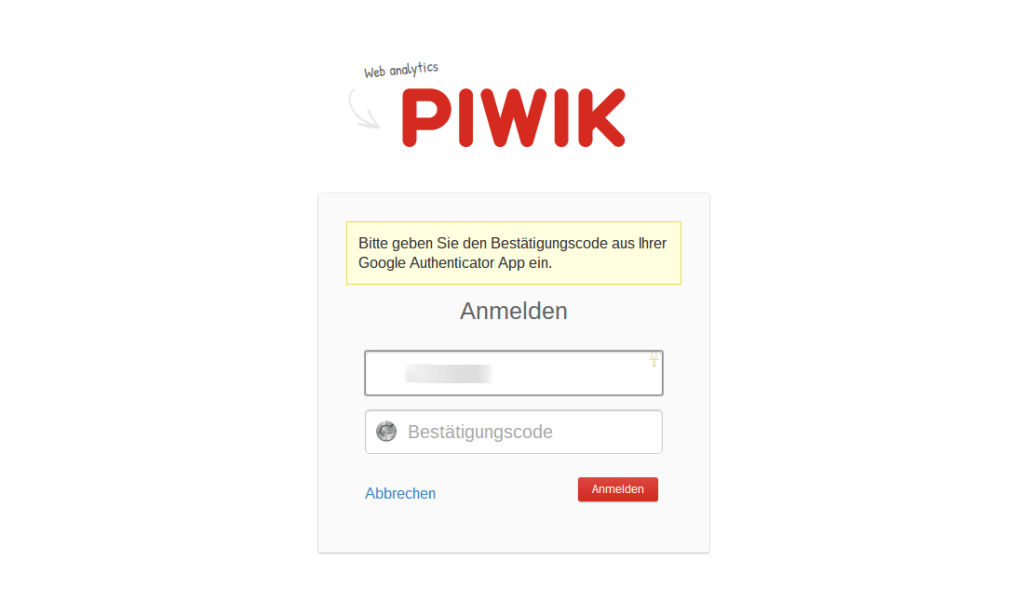 Piwik_AnmeldungOTP-1024x614 Google Authenticator 2FA in Matomo