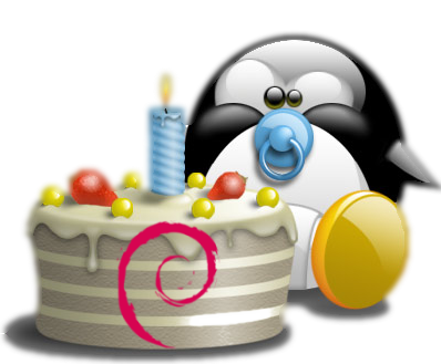 birthdaytux Debian wird 19, alles Gute