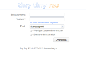 TinyTinyRSS Login Page